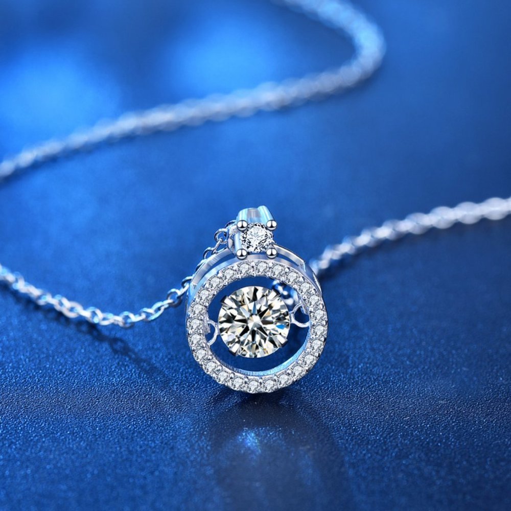 Certified 1/2 ct. t.w. Diamond Moissanite Dancing Necklace NEW - Picture 5 of 9